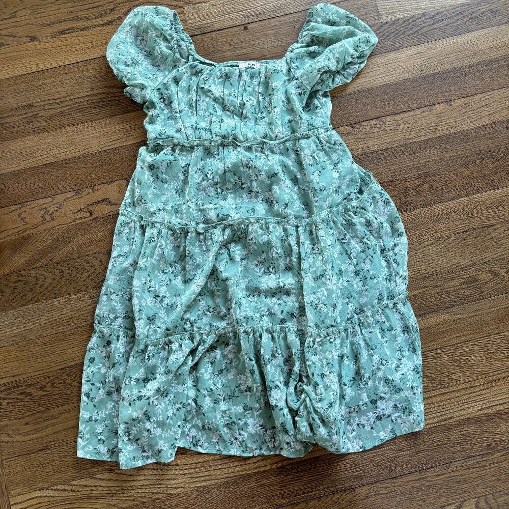 Girls  green floral  dress size 12